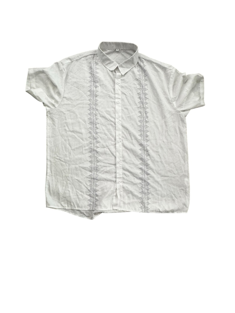 Classic White Short-Sleeve Embroidered Men's Shirt